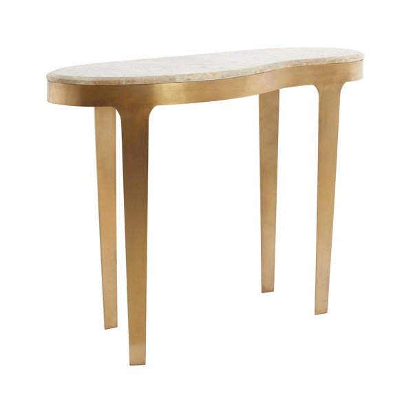 Stranska mizica z marmorno mizno ploščo v bronasti barvi/sivorjava 40x110 cm Giulio – Light & Living