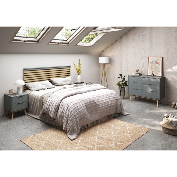 Vzglavje v borovem dekorju v naravni barvi/prašno zeleno 163x100 cm Estefania – Marckeric-image-1