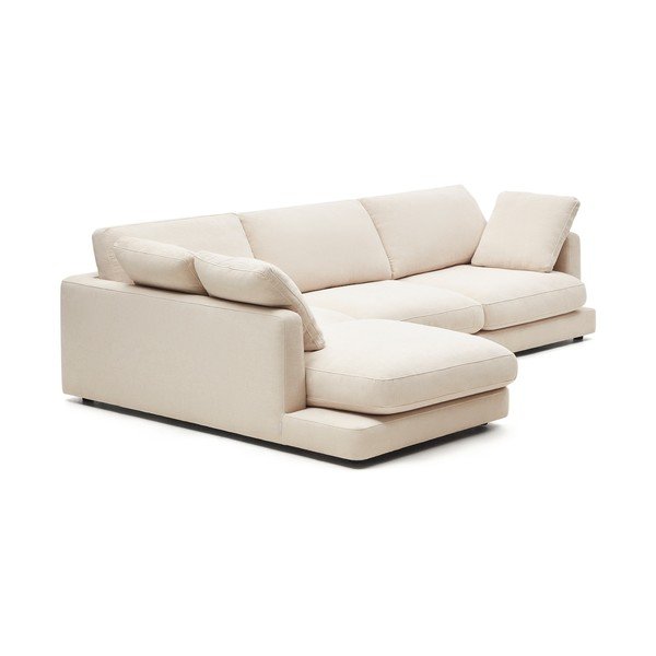 Bež kotna sedežna garnitura iz šenilje (levi kot/z ležalnikom) Gala – Kave Home-image-2