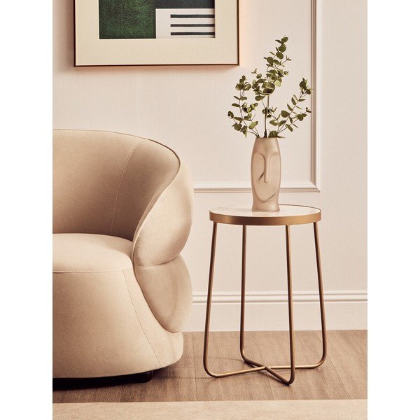 Okrogla stranska mizica z marmorno mizno ploščo ø 36 cm Shalimar – Premier Housewares-image-1