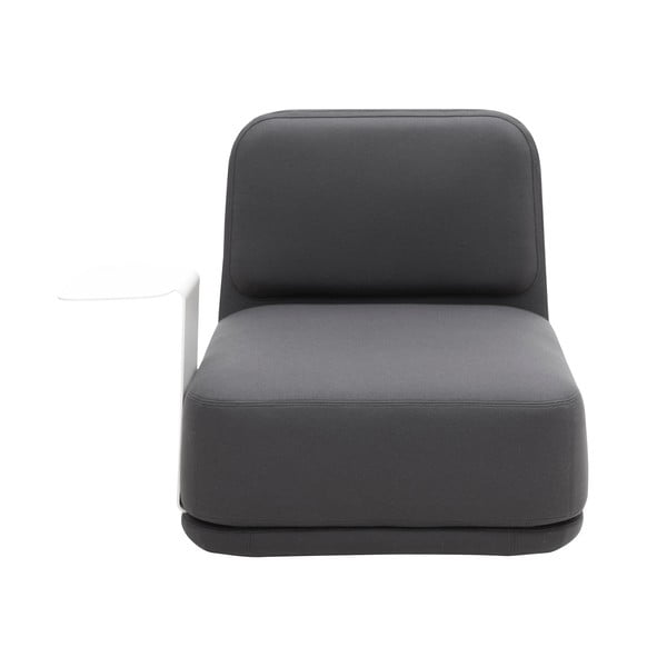 Temno siv fotelj z belo kovinsko mizico Softline Standby Medium + Side table