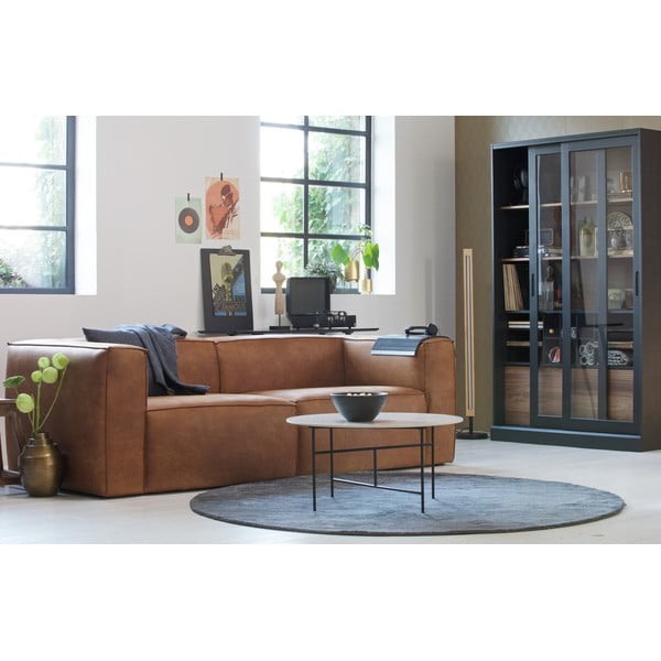 Črna vitrina iz masivnega bora z drsnimi vrati 125x200 cm James – WOOOD-image-1