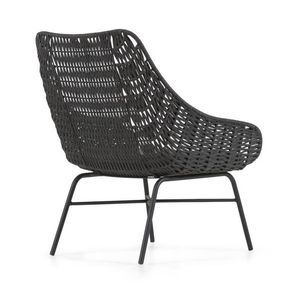 Črn ročno pleten vrtni fotelj Kave Home Abeli-image-4