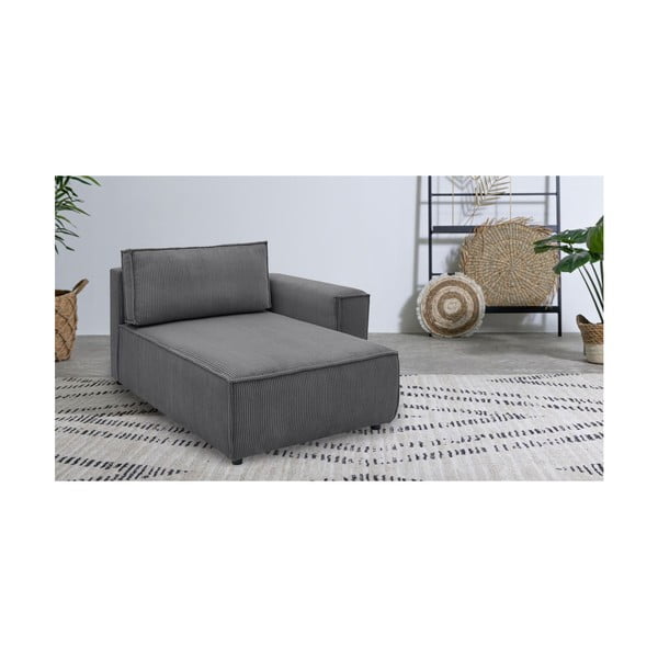 Temno siv modul za sedežno garnituro iz rebrastega žameta (desni kot) Nihad modular – Bobochic Paris-image-1