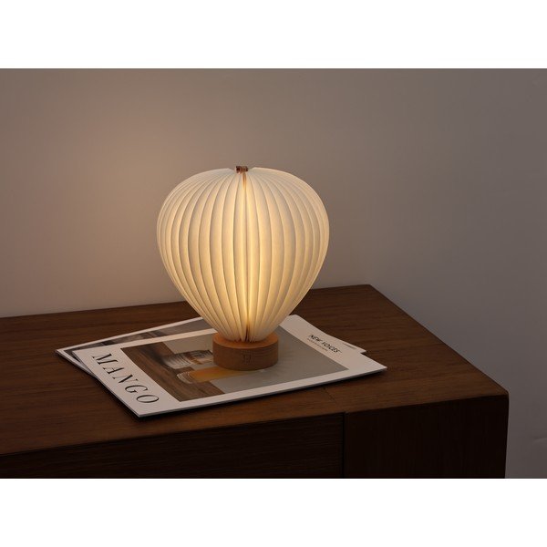 Bela LED zatemnitvena namizna svetilka s papirnatim senčilom (višina 20 cm) Aeris – Gingko-image-1