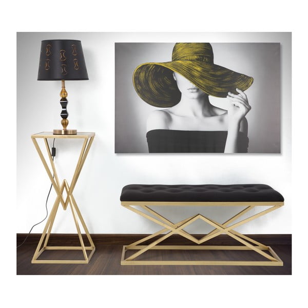 Sedežna klop v črni in zlati barvi Mauro Ferretti Piramid, 100 x 40 cm-image-1