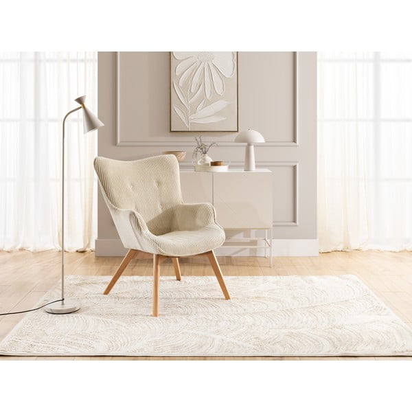 Bež fotelj iz rebrastega žameta Niko – Ropez-image-4