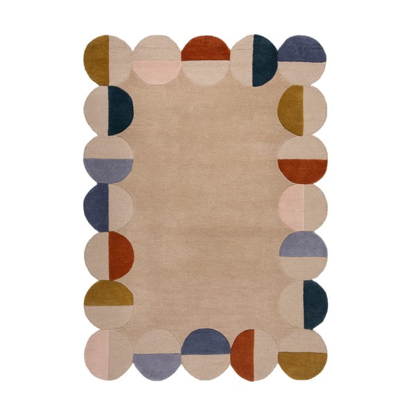 Bež ročno tkana volnena preproga 200x290 cm Mia Scallop Frame – Flair Rugs