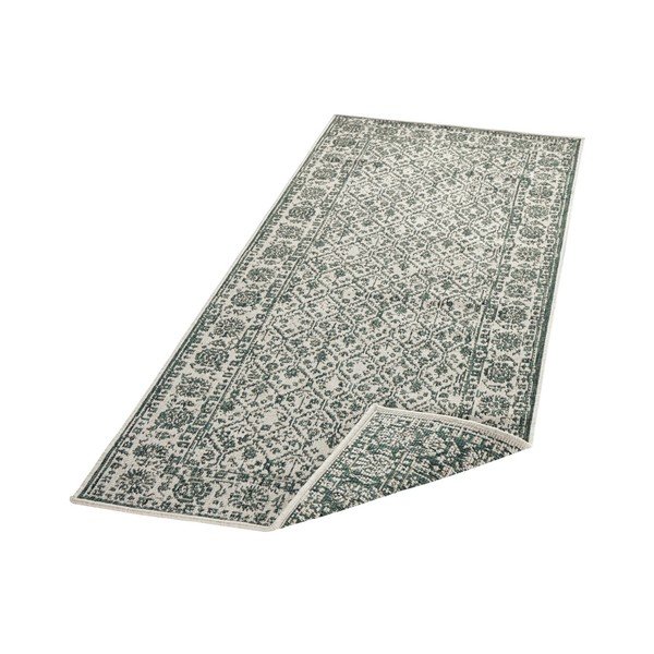 Sivo-zelena obojestranska zunanja preproga z vzorcem bougari Curacao, 80 x 350 cm-image-3