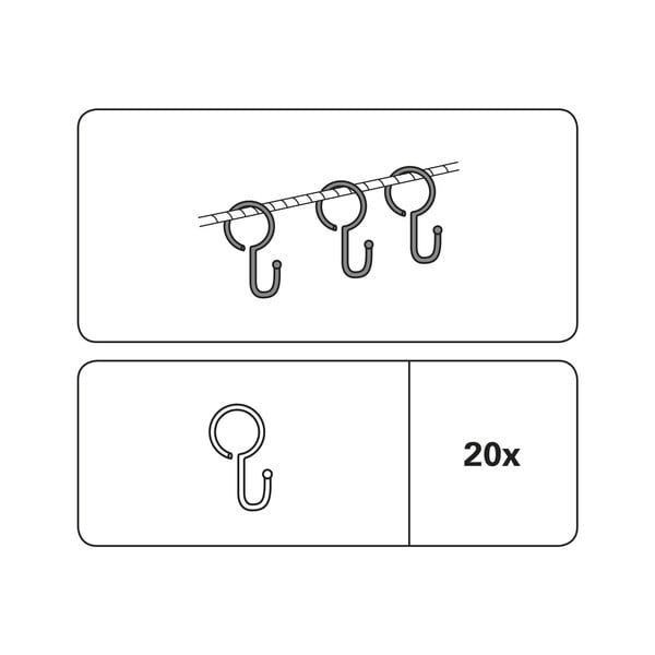 Kovinske kljuke za zavese v kompletu 20 ks - Gardinia-image-1