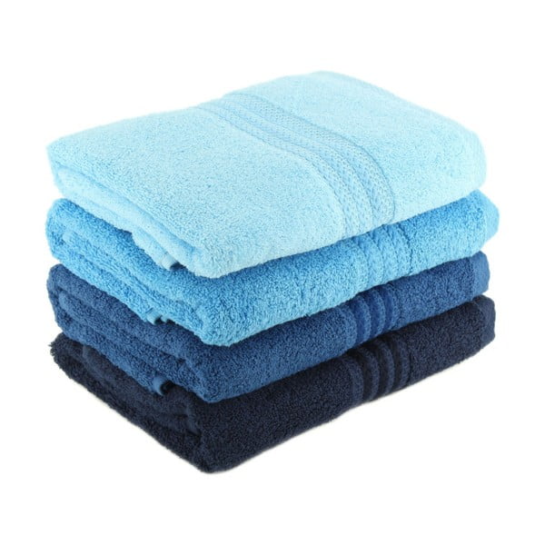 Komplet 4 modrih bombažnih brisač Foutastic Sky, 50 x 90 cm-image-1