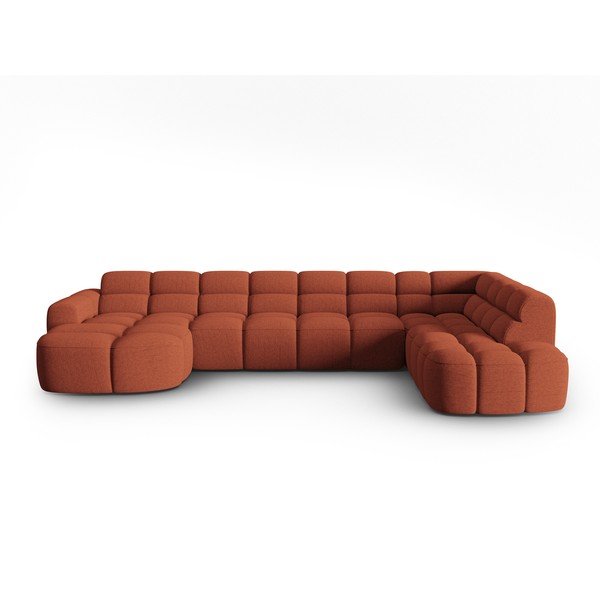 Opečnato oranžna kotna sedežna garnitura Lisa – Micadoni Home