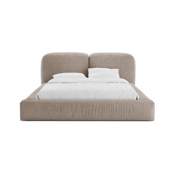 Svetlo rjava oblazinjena zakonska postelja s prostorom za shranjevanje in z letvenim dnom 160x200 cm Martina – Micadoni -image-4