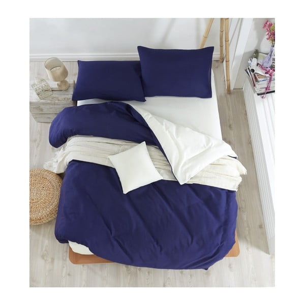 Temno modro posteljno perilo Permento Paluma s prilegajočo se rjuho, 200 x 220 cm
