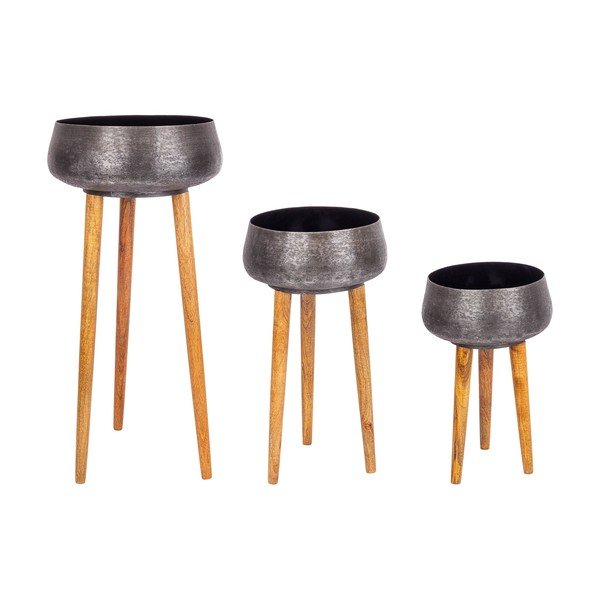 Kovinski ročno izdelani okrasni cvetlični lonci v kompletu 3 ks ø 37,5 cm Varanasi – Bizzotto