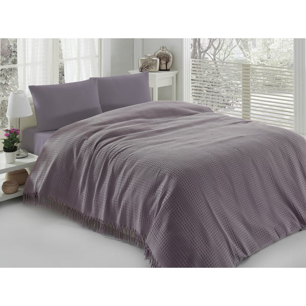 Lahka enojna posteljna pregrinjala Pique Purple, 180 x 240 cm