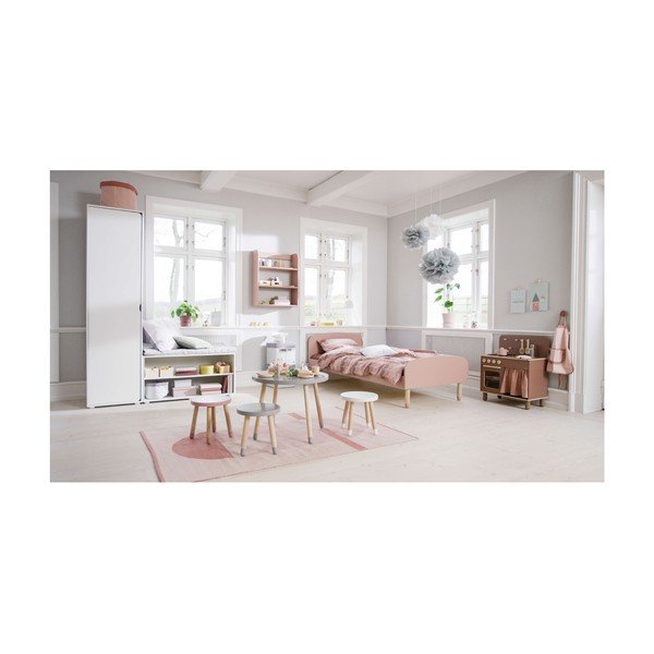 Rožnat otroški stolček z nogami iz jesenovega lesa Flexa Dots, ø 30 cm-image-1