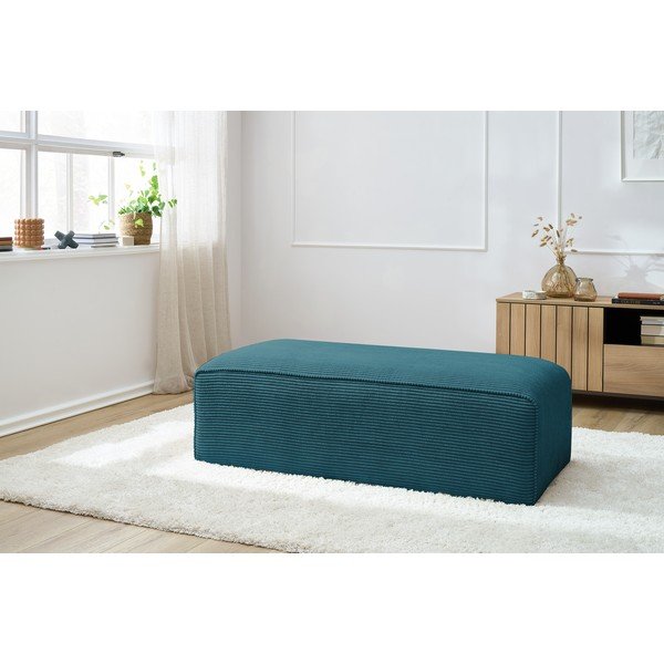Temno moder modularni otoman iz rebrastega žameta Megeve – Bobochic Paris-image-1