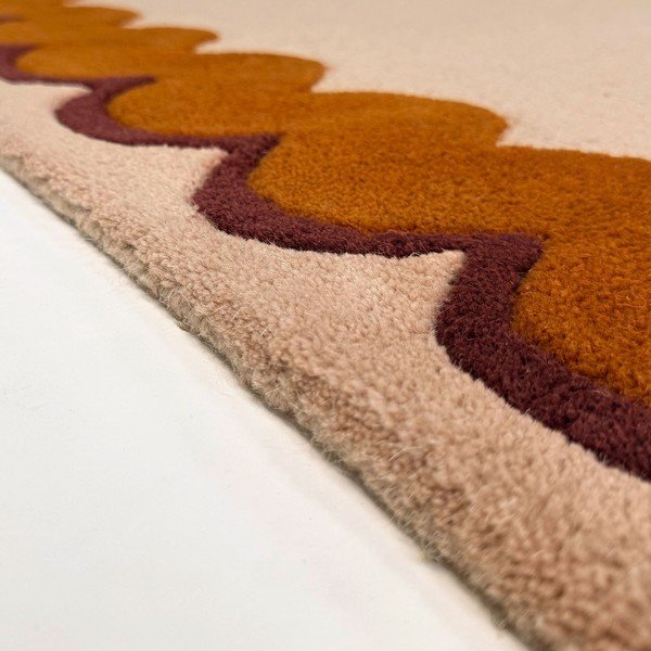 Oranžen/v naravni barvi ročno tkan volnen tekač 80x230 cm Wiggle Wool – Flair Rugs-image-2