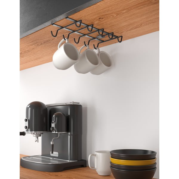 Črno viseče držalo za skodelice Metaltex My Mug Lava-image-1