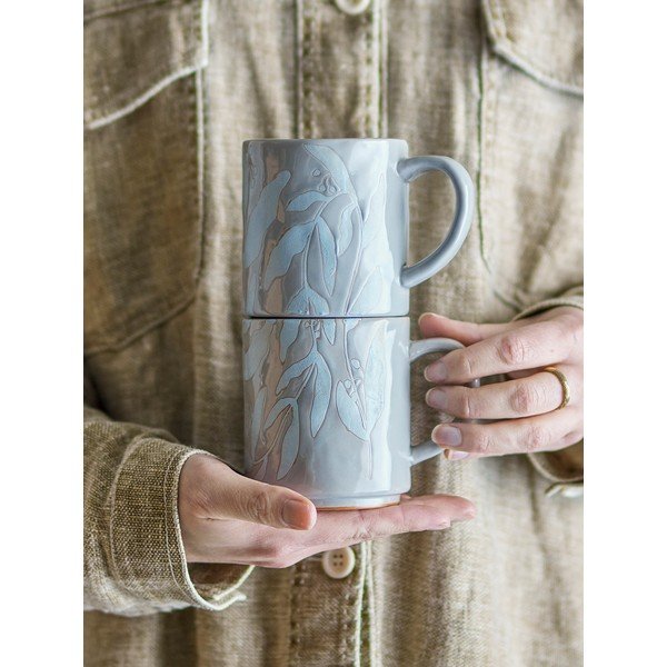 Sive lončene skodelice v kompletu 2 ks 350 ml Aurora – Bloomingville-image-1