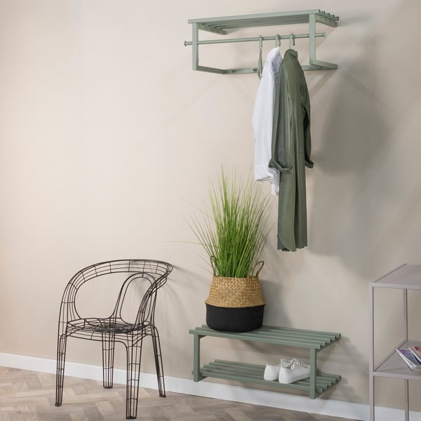 Prašno zelena kovinska stenska omarica za čevlje 71x26x34 cm Marco – Spinder Design-image-2