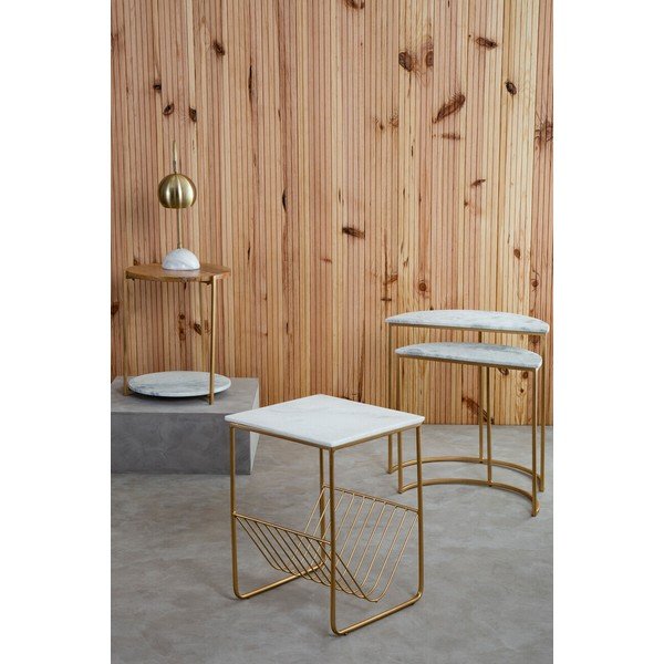 Stranska mizica z marmorno mizno ploščo 40x40 cm Mandoli – Premier Housewares-image-1