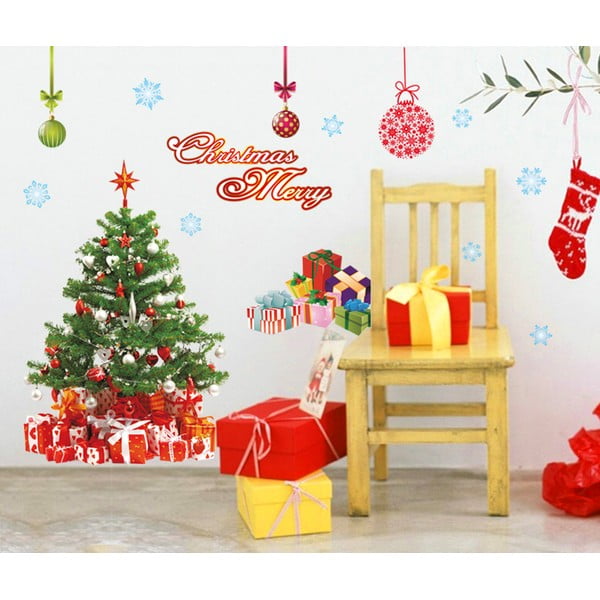 Božične nalepke Ambiance Santa, Balls and Tree
