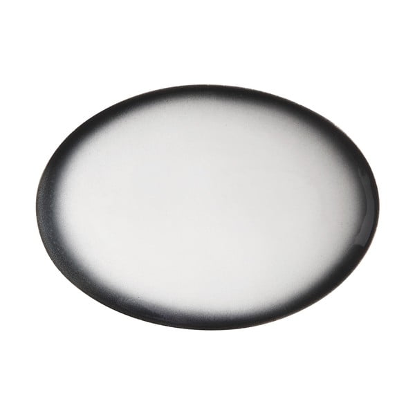 Belo-črn keramični ovalni krožnik Maxwell & Williams Caviar, 30 x 22 cm