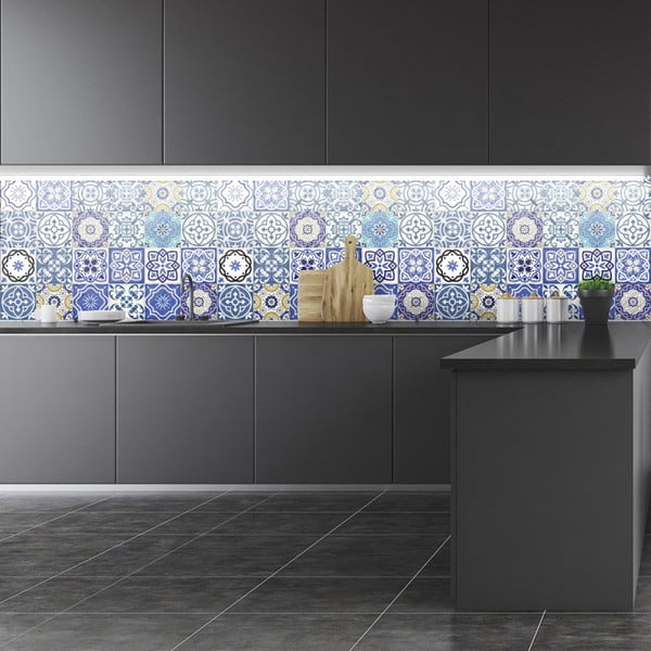 Komplet 24 stenskih nalepk Ambiance Wall Stickers Tiles Flamenco, 10 x 10 cm