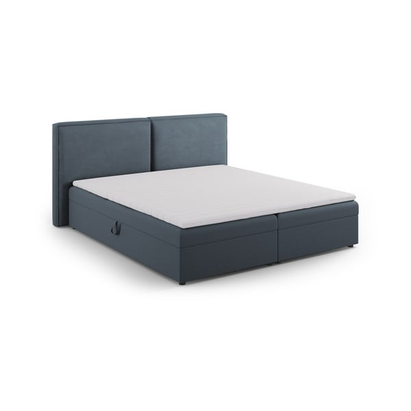 Modra boxspring postelja s prostorom za shranjevanje 140x200 cm Arendal – Cosmopolitan Design