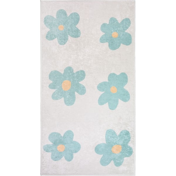 Mentolno zelena/slonokoščena pralna otroška preproga 60x100 cm Cute Flowers Green – Vitaus