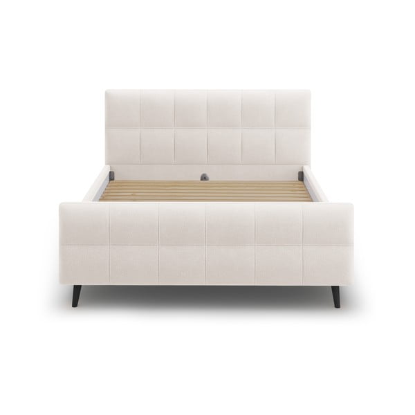 Bež oblazinjena zakonska postelja z letvenim dnom 180x200 cm Gigi - Micadoni Home-image-1