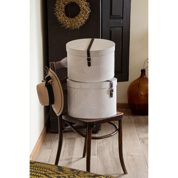 Kremno bele kartonaste škatle za shranjevanje v kompletu 2 ks s pokrovom ø 37,5x25,5 cm Rut Paper Laminate – Bigso-image-1