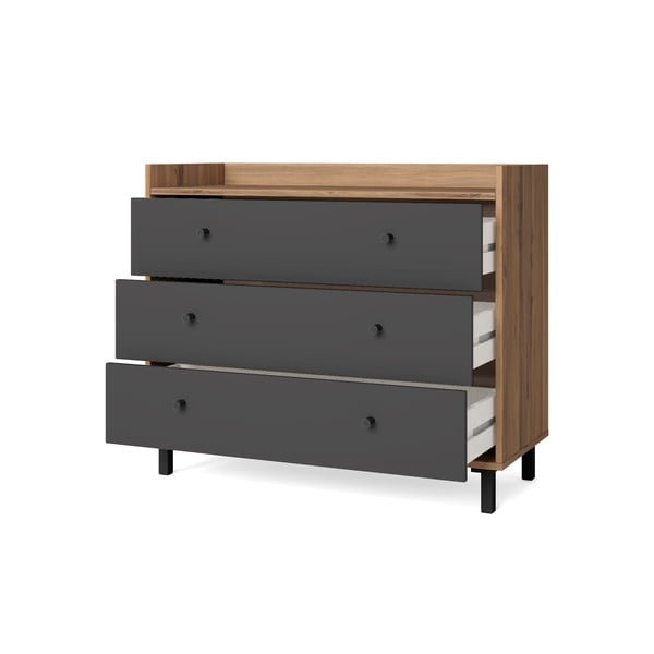 Siva nizka komoda iz orehovega dekorja 92x75 cm Malta - Marckeric-image-2