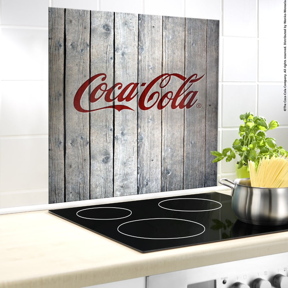 Wenko Coca-Cola Lesena steklena stenska prevleka za štedilnik, 70 x 60 cm