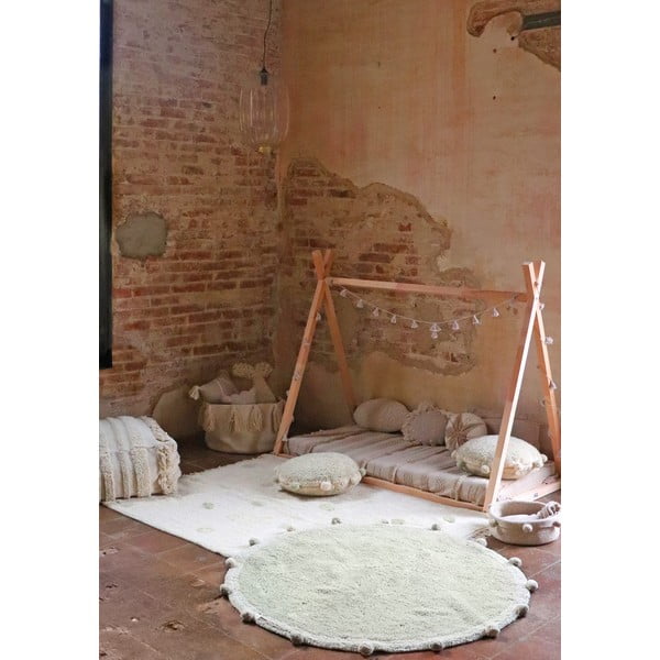 Kaki zelena/kremno bela pralna ročno tkana bombažna otroška preproga 120x160 cm Hippy Dots Olive – Lorena Canals-image-4