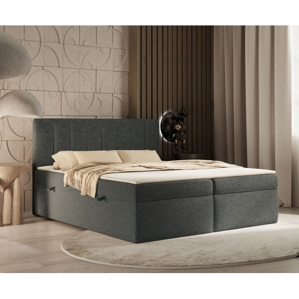 Temno siva boxspring postelja s prostorom za shranjevanje 160x200 cm Novento – Maison de Rêve-image-4