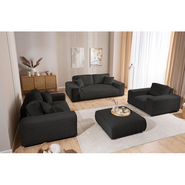 Temno siv tabure iz rebrastega žameta Justin – Ropez-image-4