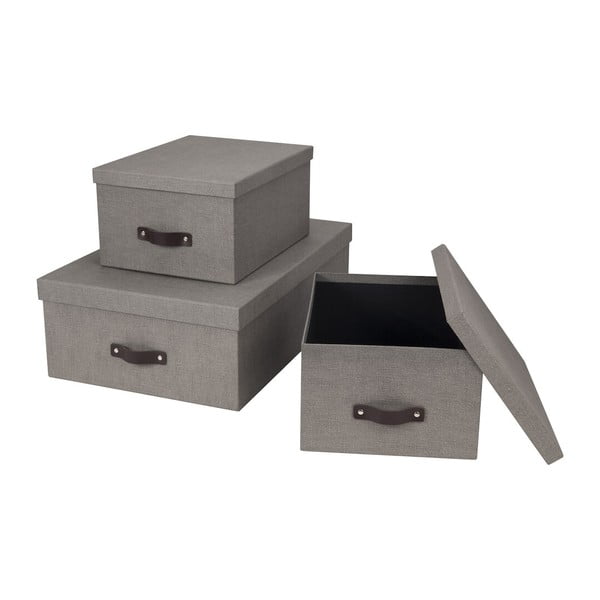 Škatle za shranjevanje s pokrovom v kompletu 3 ks Inge – Bigso Box of Sweden-image-3