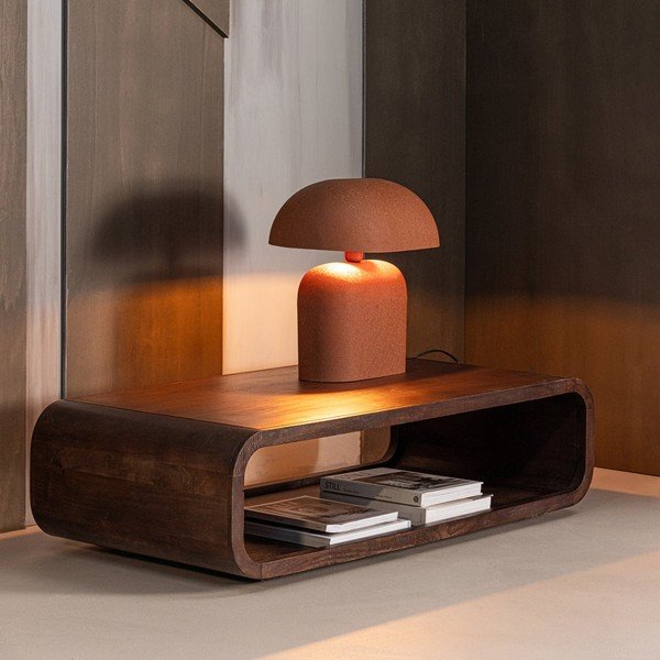 Klubska mizica iz masivnega manga v temni naravni barvi 60x120 cm Kinu – WOOOD-image-1