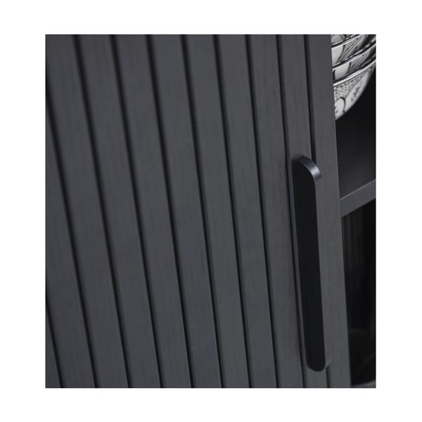 Črna TV omarica v hrastovem dekorju 56x180 cm Nola – Unique Furniture-image-1