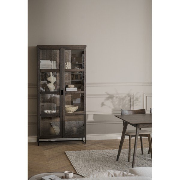 Rjava vitrina iz masivnega hrasta 95x195 cm Everett – Rowico-image-1