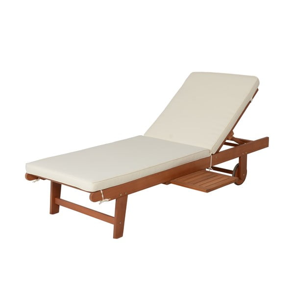 Kremno bel/v naravni barvi vrtni ležalnik iz masivnega lesa San Diego – Garden Pleasure