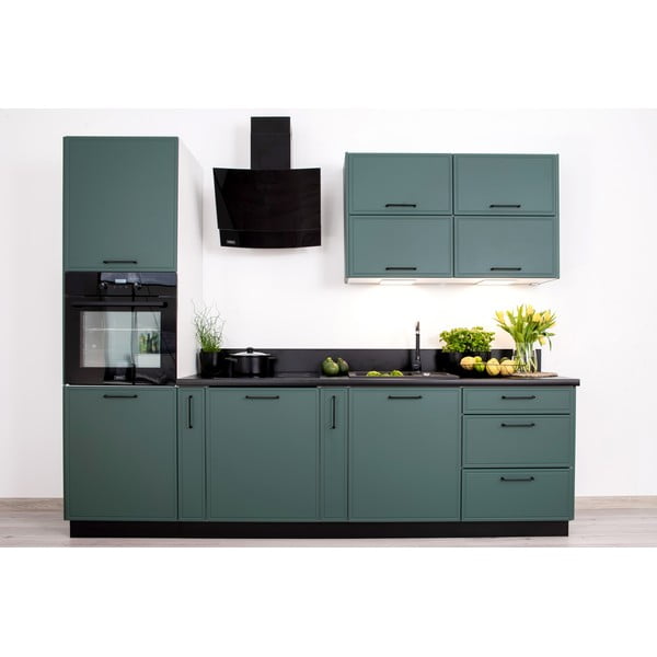 Enovrstna kuhinja s kuhinjskim pultom (brez montaže) 270 cm Aden – STOLKAR