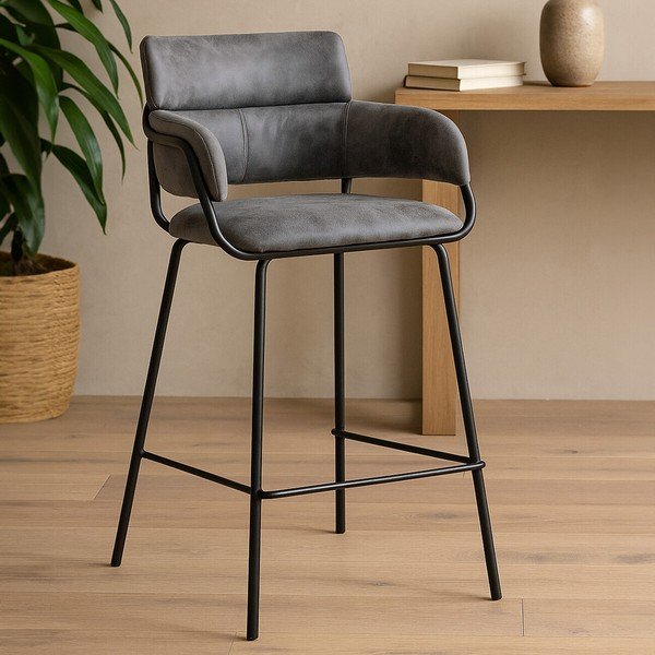 Črn/siv oblazinjen barski stol Tamzin – Premier Housewares-image-3