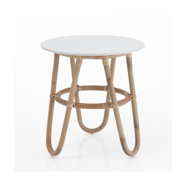 Okrogla mizica v beli in naravni barvi ø 50 cm Jalaja - Tomasucci