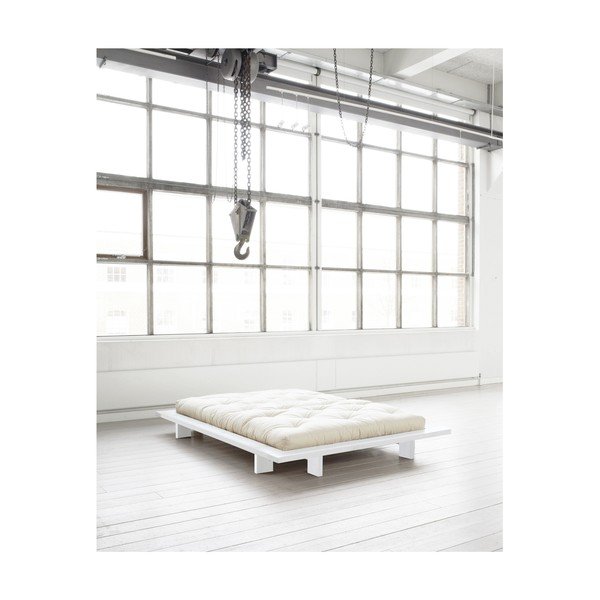 Postelja iz borovega lesa z vzmetnico Karup Design Japan Comfort Mat White/Natural, 160 x 200 cm-image-4