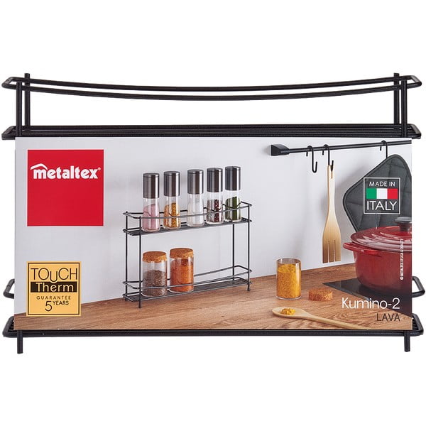Črno dvostopenjsko stojalo za začimbe Metaltex Pepito Lava-image-2