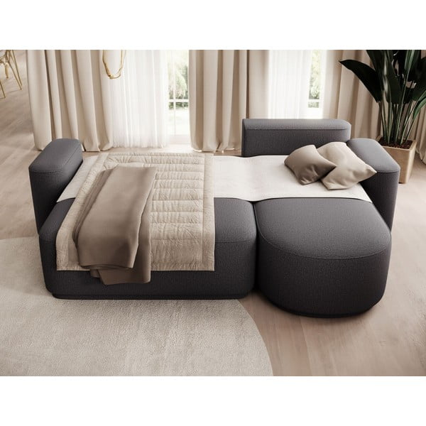Temno siva raztegljiva/s prostorom za shranjevanje kotna sedežna garnitura iz šenilje (desni kot/z ležalnikom) Aurumm – ELTAP-image-4
